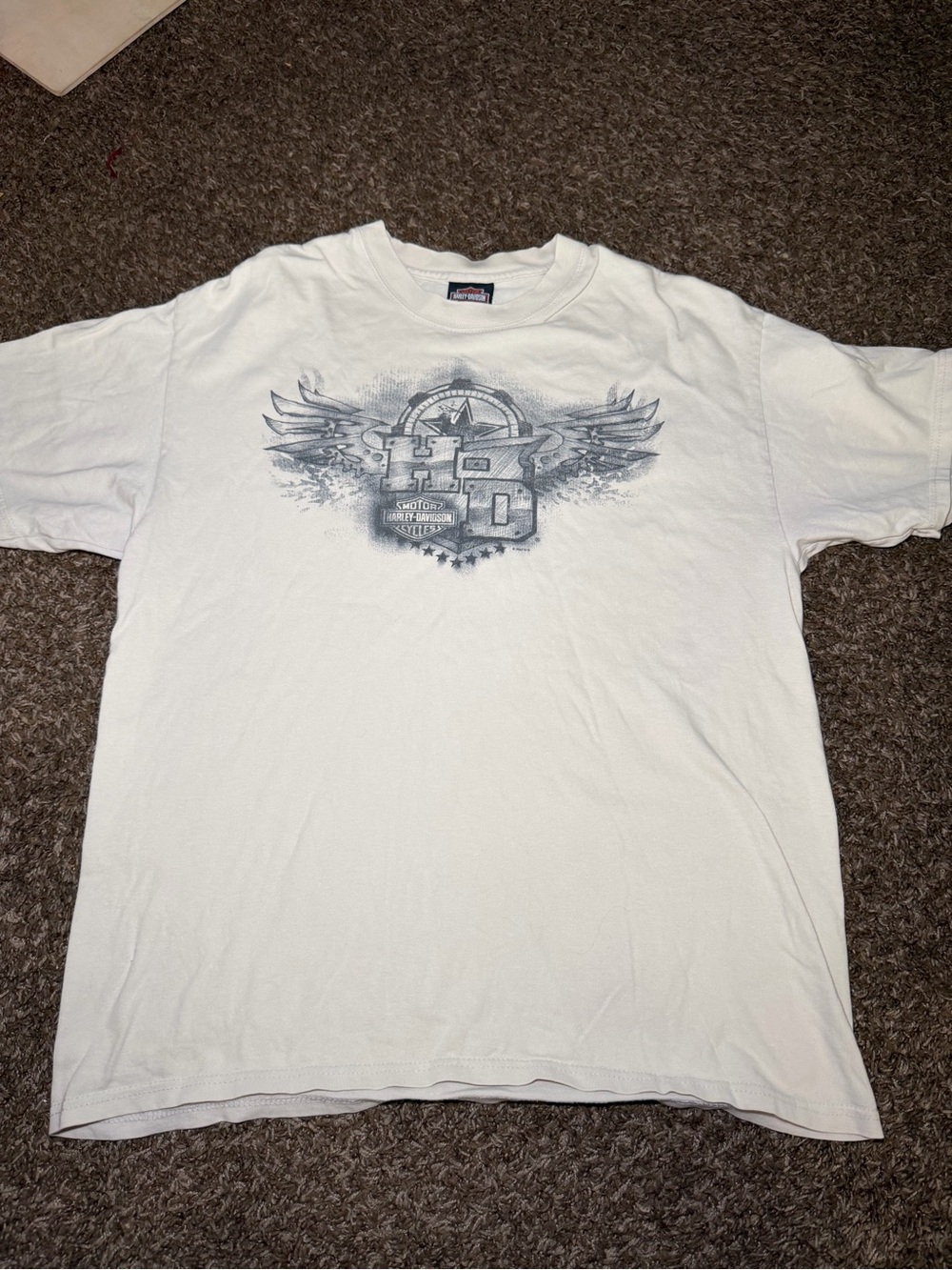 Vintage Harley-Davidson De-Lux Merchandise Winged Graphic Tee Cream White Large